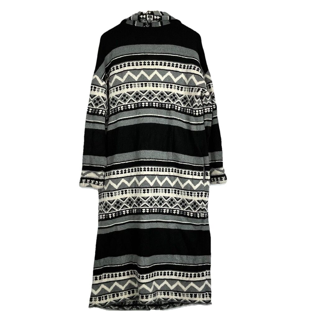 Women Caslon By Norstrom Long Cardigan Aztec Tribal Boho Open Front Size S - Picture 15 of 15